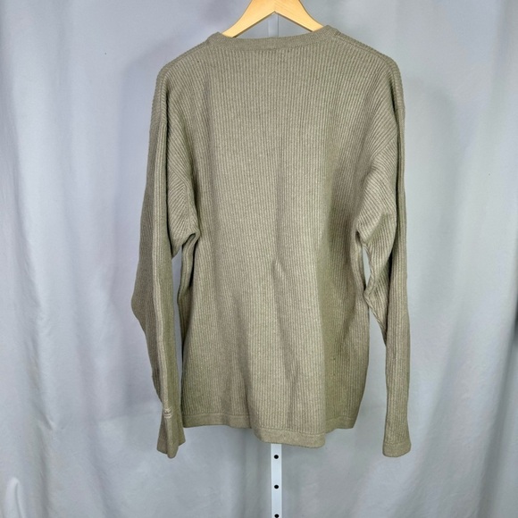 Vintage Columbia wool sweater crewneck ribbing greenish grey rustic L - Picture 3 of 6